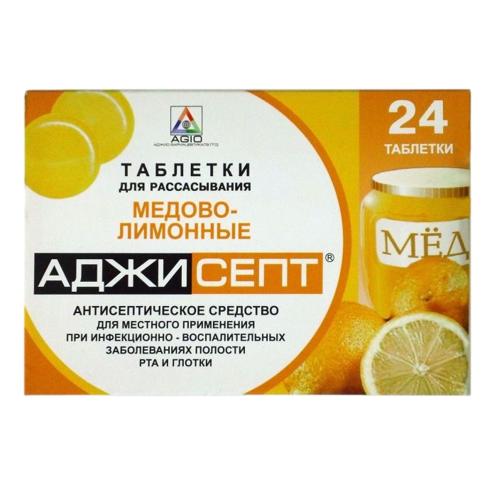 АДЖИСЕПТ ТАБ Д/РАСС МЕД/ЛИМОН №24