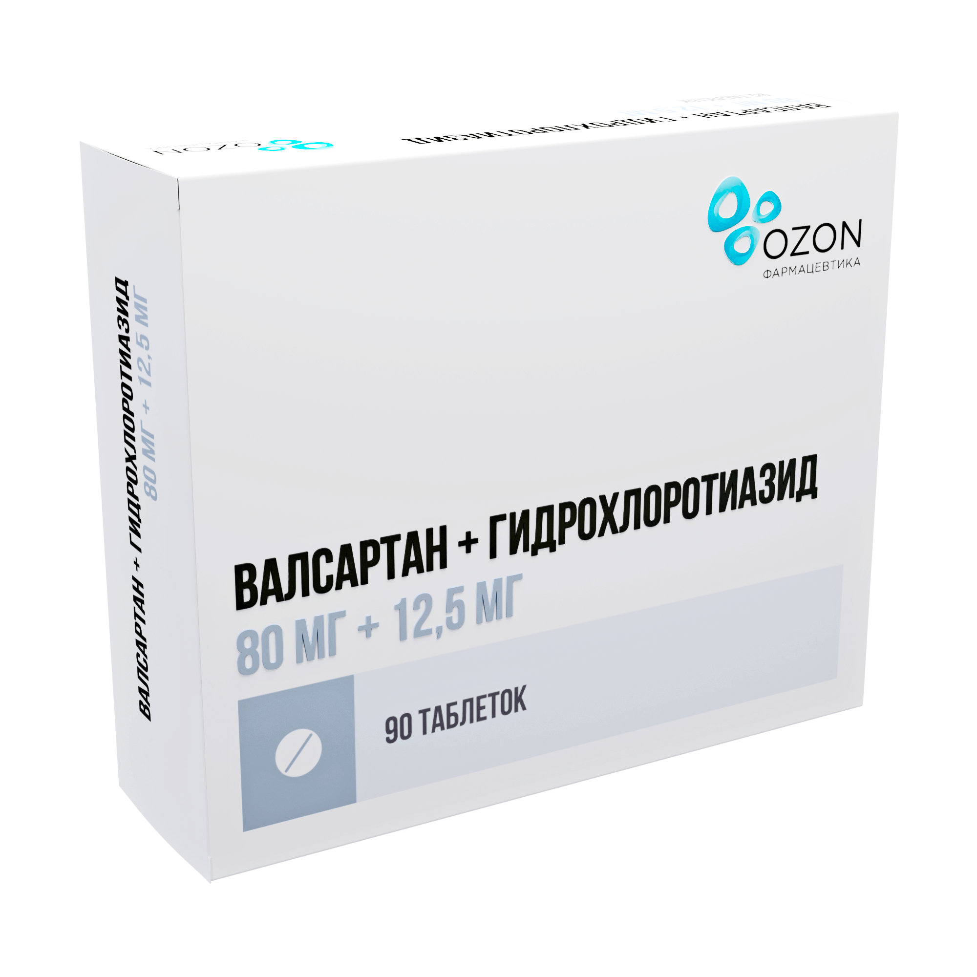 ВАЛСАРТАН+ГИДРОХЛОРОТИАЗИД ТАБ П/П/О 80МГ+12,5МГ №90