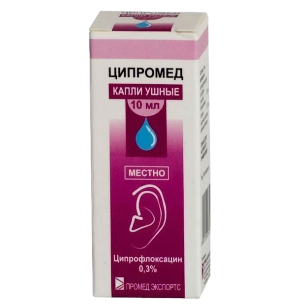 ЦИПРОМЕД КАПЛИ УШНЫЕ 0,3% ФЛ 10МЛ