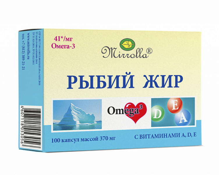 РЫБИЙ ЖИР МИРРОЛЛА С ВИТ А/Д/Е КАПС №100