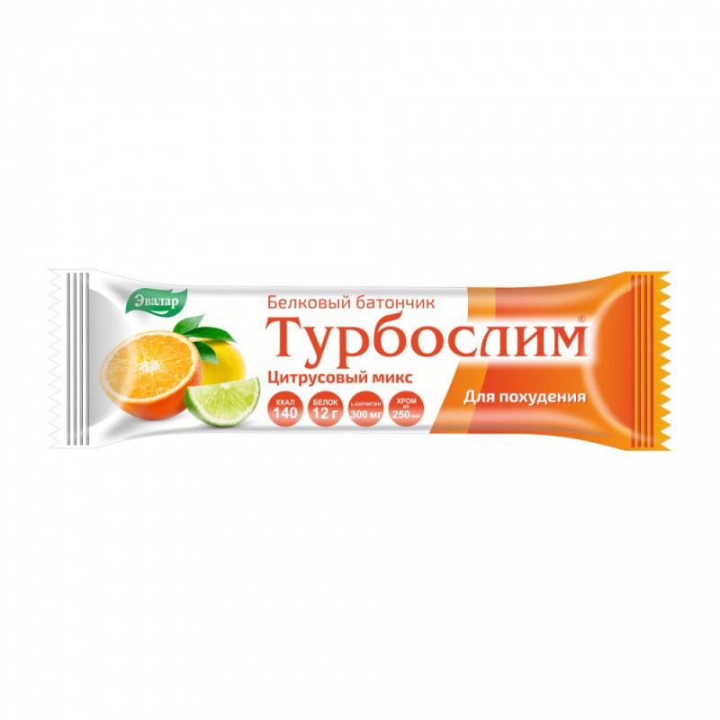 ТУРБОСЛИМ БАТОНЧИК БЕЛКОВЫЙ Д/КОНТРОЛЯ МАССЫ ТЕЛА ЦИТРУСОВЫЙ МИКС 50Г