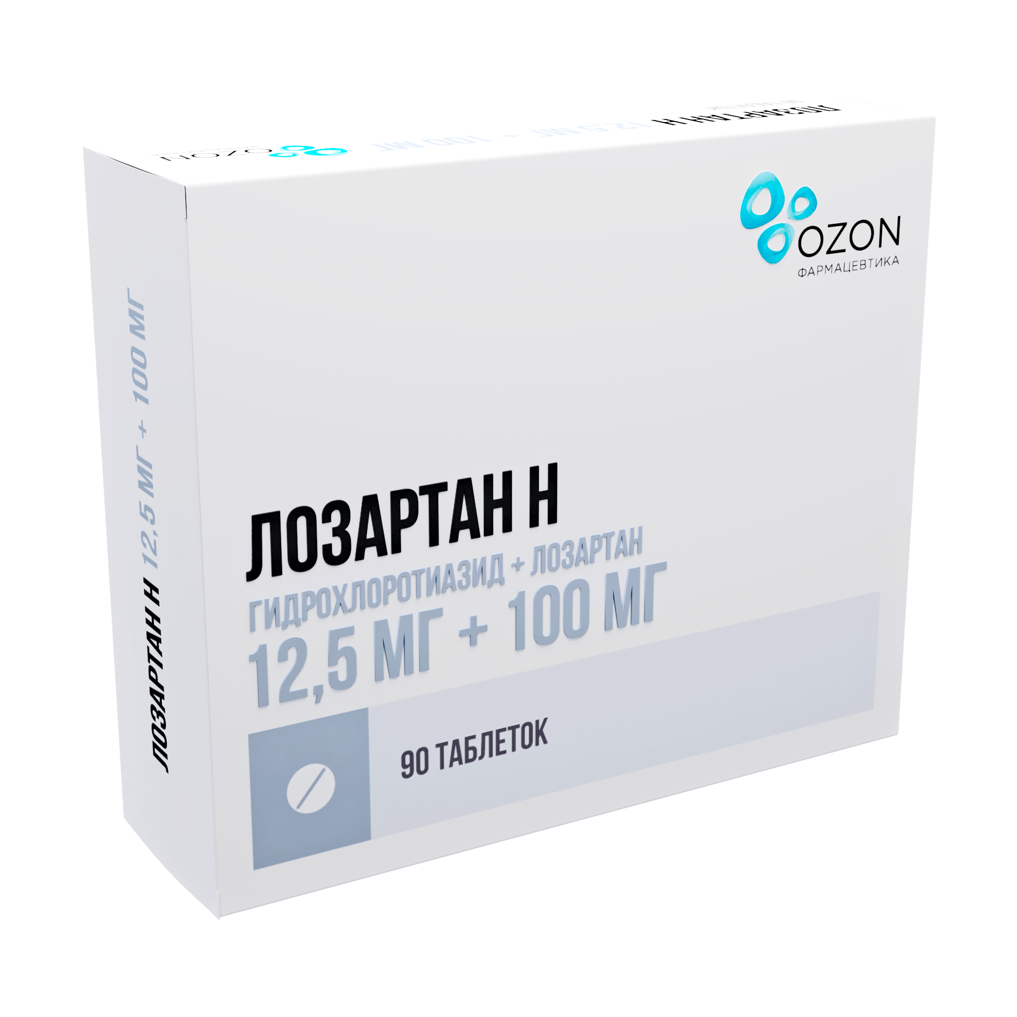 ЛОЗАРТАН Н ТАБ П/П/О 12,5МГ+100МГ №90
